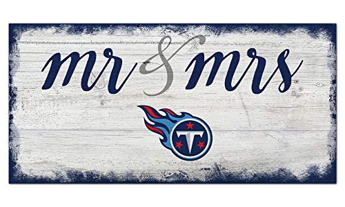 Fan Creations NFL Tennessee Titans Unisex Tennessee Titans Script Mr & Mrs Sign, Team Color, 6 x 12 - 757 Sports Collectibles