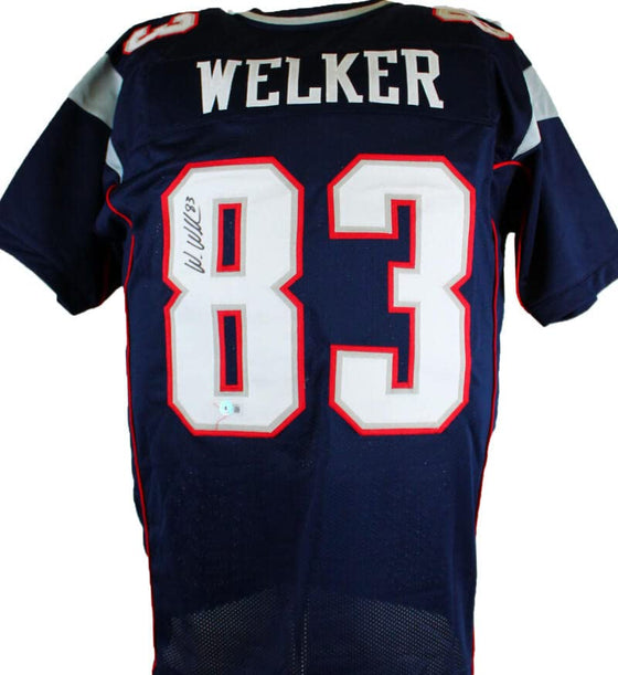 Wes Welker Autographed Blue Pro Style Jersey-Beckett W Hologram Black - 757 Sports Collectibles