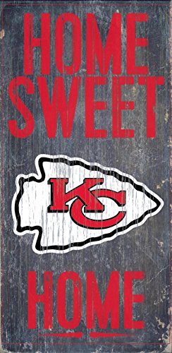 Fan Creations Kansas City Chiefs Official NFL 14.5 inch x 9.5 inch Wood Sign Home Sweet Home 048449 - 757 Sports Collectibles