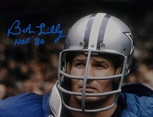 Bob Lilly Signed Dallas Cowboys 8x10 Wearing Jacket Photo With HOF- JSA W Auth - 757 Sports Collectibles