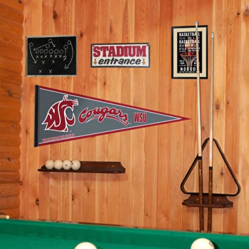 College Flags & Banners Co. Washington State Cougars Gray Pennant - 757 Sports Collectibles