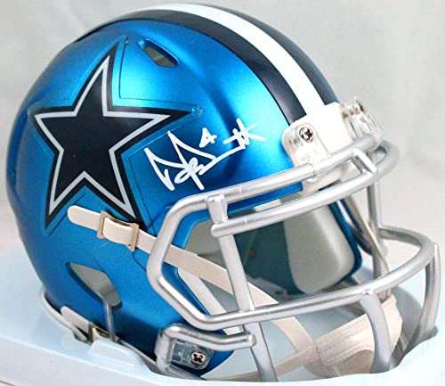 Dak Prescott Autographed Dallas Cowboys Blaze Mini Helmet-Beckett W Hologram White - 757 Sports Collectibles