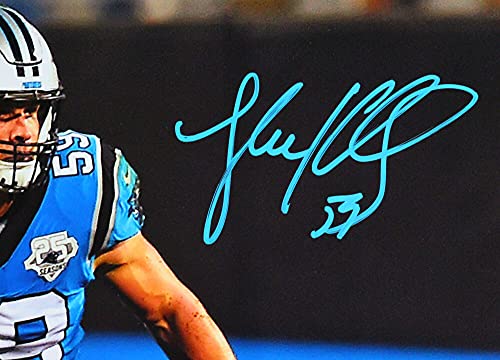 Luke Kuechly Autographed Panthers Stance 16x20 FP Photo- Beckett W Teal - 757 Sports Collectibles
