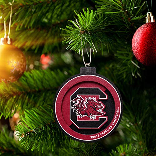 YouTheFan NCAA South Carolina Gamecocks 3D Logo Series Ornament, team colors - 757 Sports Collectibles