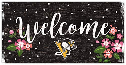 Fan Creations NHL Pittsburgh Penguins Unisex Pittsburgh Penguins Welcome Floral Sign, Team Color, 6 x 12 - 757 Sports Collectibles