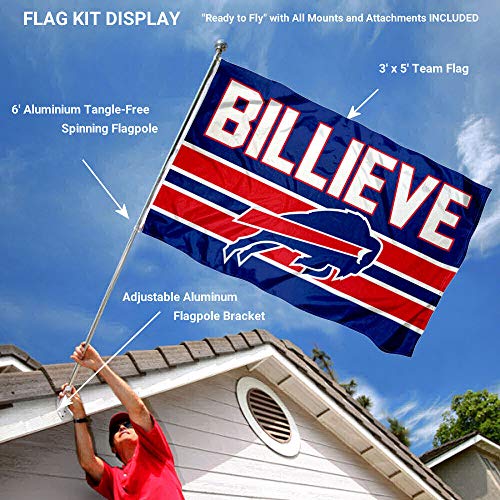 WinCraft Buffalo Bills Billieve Flag Pole and Bracket Mount Kit - 757 Sports Collectibles