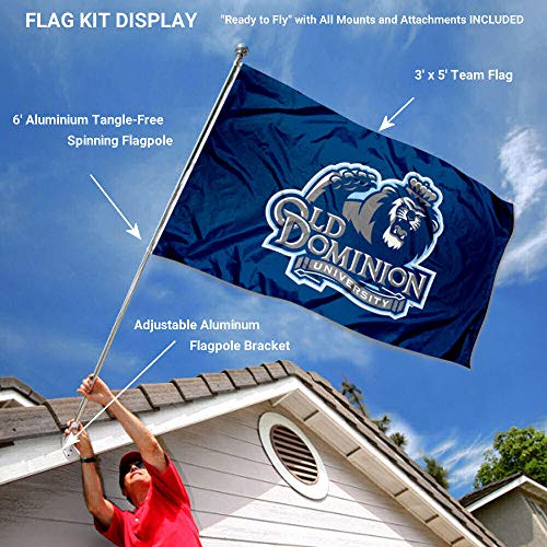 Old Dominion Monarchs Flag with Pole and Bracket Holder University Set - 757 Sports Collectibles