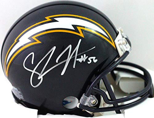 Shawne Merriman Autographed Los Angeles Chargers 88-06 TB Mini Helmet -Beckett W Silver - 757 Sports Collectibles