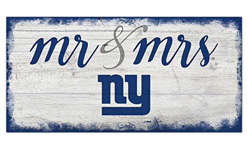 Fan Creations NFL New York Giants Unisex New York Giants Script Mr & Mrs Sign, Team Color, 6 x 12 - 757 Sports Collectibles