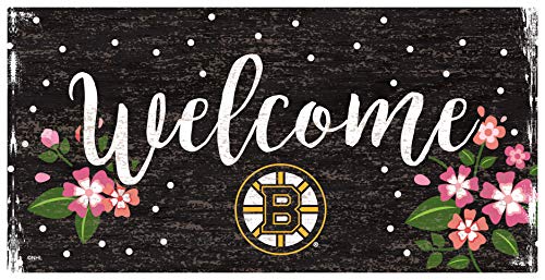 Fan Creations NHL Boston Bruins Unisex Boston Bruins Welcome Floral Sign, Team Color, 6 x 12 - 757 Sports Collectibles