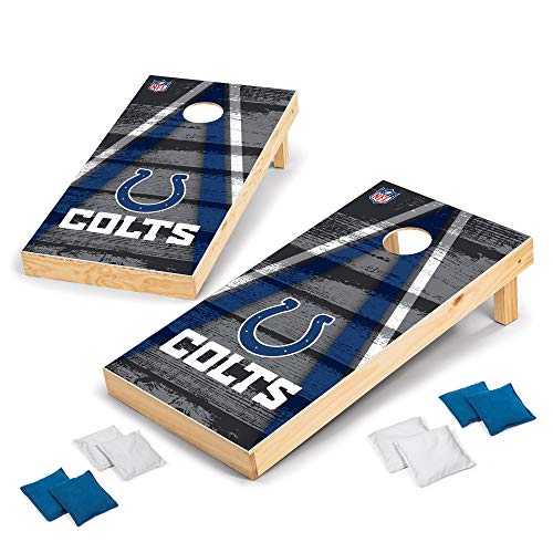Wild Sports NFL Indianapolis Colts 2' x 4' Direct Print Vintage Triangle Wood Tournament Cornhole Set, Team Color - 757 Sports Collectibles