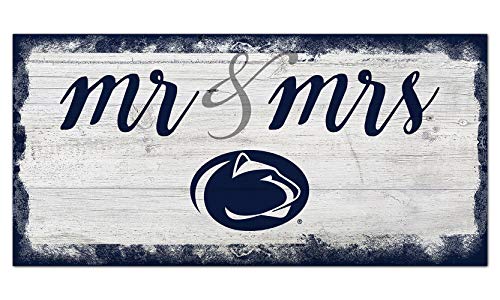 Fan Creations NCAA Penn State Nittany Lions Unisex Penn State University Script Mr & Mrs Sign, Team Color, 6 x 12 - 757 Sports Collectibles