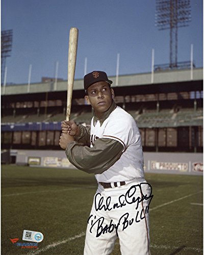Orlando Cepeda San Francisco Giants Autographed 8" x 10" Vertical Bat Pose Photograph with"Baby Bull" inscription - Autographed MLB Photos - 757 Sports Collectibles