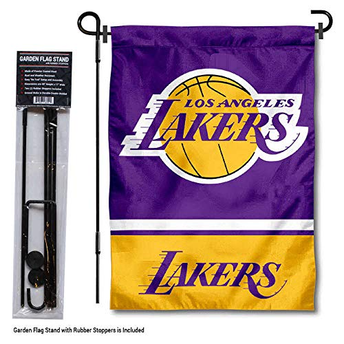 WinCraft Los Angeles Lakers Garden Flag and Pole Stand Holder - 757 Sports Collectibles