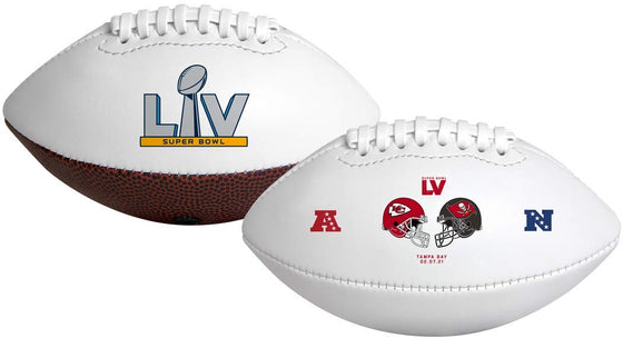 Super Bowl LV 2021 Commemorative Dueling Football, Kansas City Chiefs vs. Tampa Bay Buccaneers, Official Size - 757 Sports Collectibles