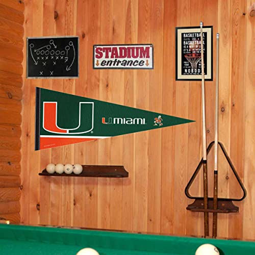 College Flags & Banners Co. Miami Hurricanes Pennant Full Size Felt - 757 Sports Collectibles