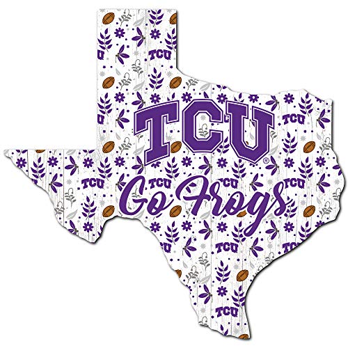 Fan Creations NCAA TCU Horned Frogs Unisex TCU Floral State Sign, Team Color, 12 inch - 757 Sports Collectibles
