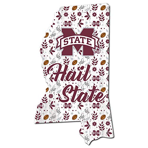 Fan Creations NCAA Mississippi State Bulldogs Unisex Mississippi State University Floral State Sign, Team Color, 12 inch - 757 Sports Collectibles