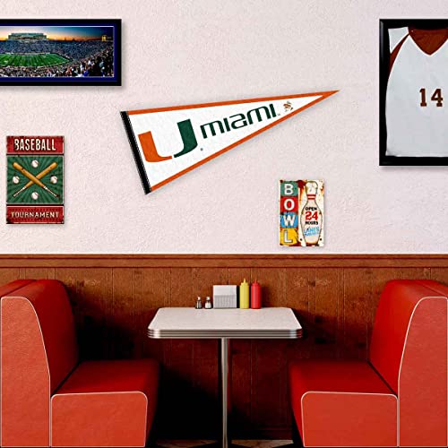 College Flags & Banners Co. Miami Hurricanes White Pennant - 757 Sports Collectibles