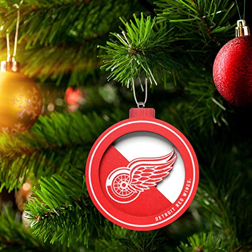 YouTheFan NHL Detroit Red Wings 3D Logo Series Ornament, team colors - 757 Sports Collectibles