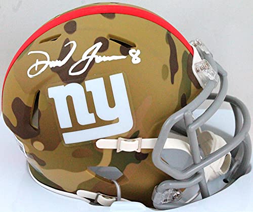 Daniel Jones Autographed New York Giants Camo Mini Helmet- Beckett W White - 757 Sports Collectibles