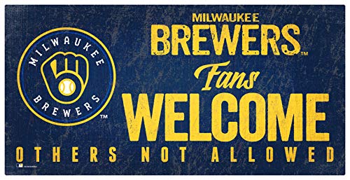 Fan Creations MLB Milwaukee Brewers Unisex Milwaukee Brewers Fans Welcome Sign, Team Color, 6 x 12 (M0847-Brewers) - 757 Sports Collectibles