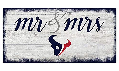 Fan Creations NFL Houston Texans Unisex Houston Texans Script Mr & Mrs Sign, Team Color, 6 x 12 - 757 Sports Collectibles