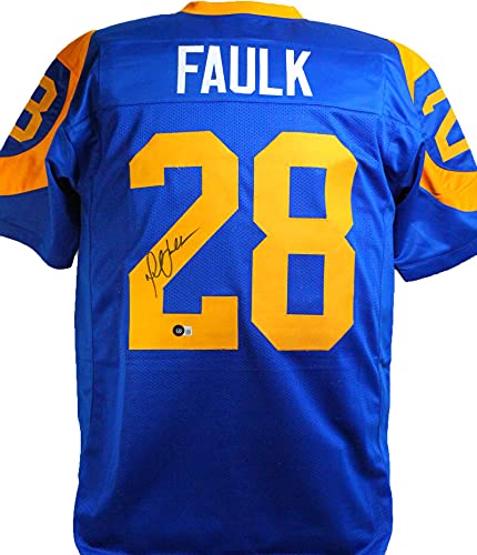 Marshall Faulk Autographed Blue/Yellow Pro Style Jersey- Beckett W Black 2 - 757 Sports Collectibles