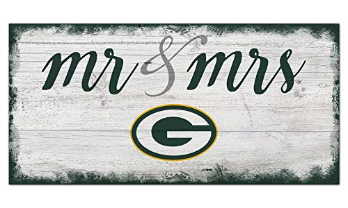 Fan Creations NFL Green Bay Packers Unisex Green Bay Packers Script Mr & Mrs Sign, Team Color, 6 x 12 - 757 Sports Collectibles