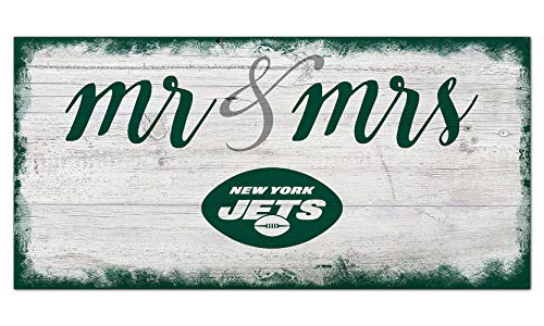 Fan Creations NFL New York Jets Unisex New York Jets Script Mr & Mrs Sign, Team Color, 6 x 12 - 757 Sports Collectibles