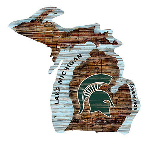Fan Creations NCAA Michigan State Spartans Unisex Michigan State Mini Roadmap State Sign, Team Color, 12 inch - 757 Sports Collectibles
