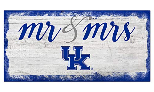 Fan Creations NCAA Kentucky Wildcats Unisex University of Kentucky Script Mr & Mrs Sign, Team Color, 6 x 12 - 757 Sports Collectibles
