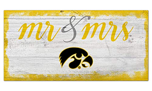 Fan Creations NCAA Iowa Hawkeyes Unisex Iowa Script Mr & Mrs Sign, Team Color, 6 x 12 - 757 Sports Collectibles