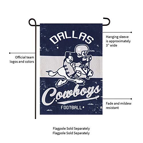 Team Sports America Dallas Cowboys NFL Vintage Linen Garden Flag - 12.5" W x 18" H Outdoor Double Sided Décor Sign for Football Fans - 757 Sports Collectibles