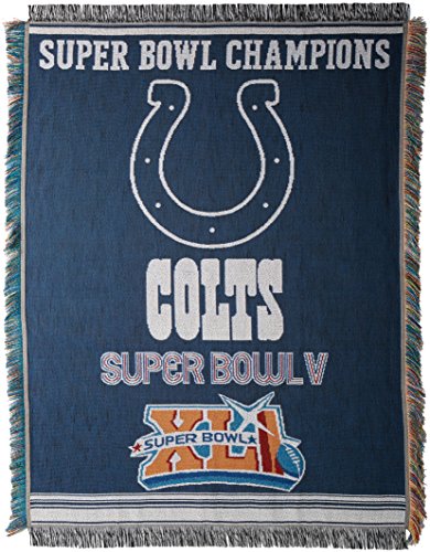 The Northwest Company Officially Licensed NFL Indianapolis Colts Commemorative Woven Tapestry Throw Blanket, 48" x 60" , Blue - 757 Sports Collectibles