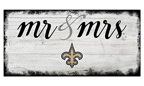 Fan Creations NFL New Orleans Saints Unisex New Orleans Saints Script Mr & Mrs Sign, Team Color, 6 x 12 - 757 Sports Collectibles