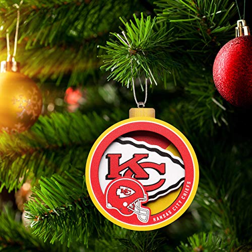 YouTheFan NFL Kansas City Chiefs 3D Logo Series Ornaments, team colors - 757 Sports Collectibles