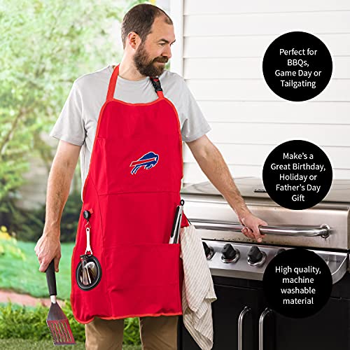 Team Sports America NFL Buffalo Bills Ultimate Grilling Apron Durable Cotton with Beverage Opener and Multi Tool For Football Fans Fathers Day and More - 757 Sports Collectibles