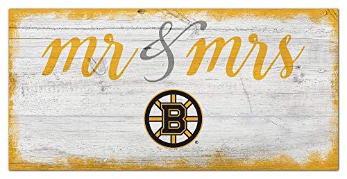 Fan Creations NHL Boston Bruins Unisex Boston Bruins Script Mr & Mrs Sign, Team Color, 6 x 12 - 757 Sports Collectibles