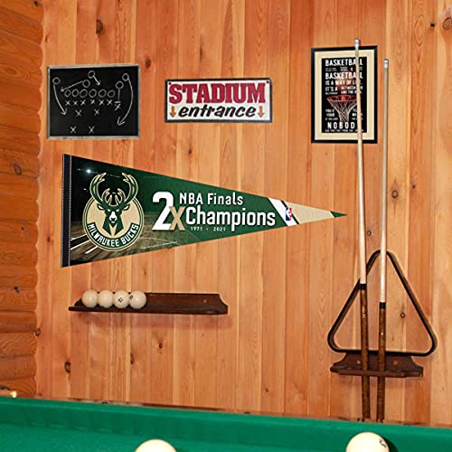 WinCraft Milwaukee Bucks 2 Time Champions Pennant Flag - 757 Sports Collectibles