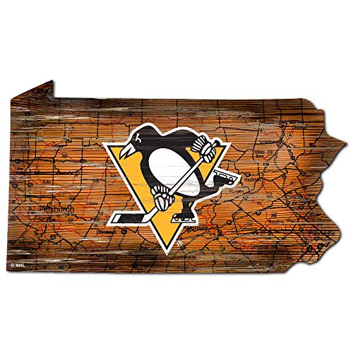 Fan Creations NHL Pittsburgh Penguins Unisex Pittsburgh Penguins Mini Roadmap State Sign, Team Color, 12 inch - 757 Sports Collectibles