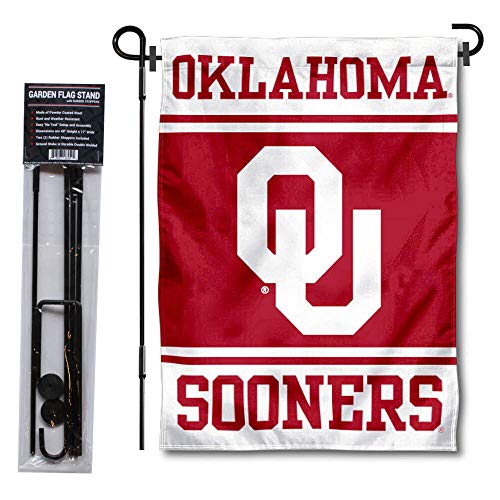 College Flags & Banners Co. Oklahoma Sooners Garden Flag with Stand Holder - 757 Sports Collectibles