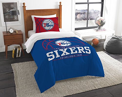 NORTHWEST NBA Philadelphia 76ers Comforter and Sham Set, Full/Queen, Reverse Slam - 757 Sports Collectibles