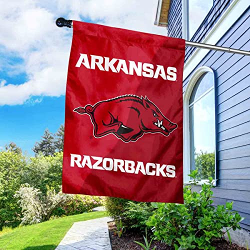 Arkansas Razorbacks Double Sided House Flag with Flag Pole Set - 757 Sports Collectibles