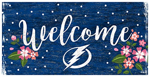 Fan Creations NHL Tampa Bay Lightning Unisex Tampa Bay Lightning Welcome Floral Sign, Team Color, 6 x 12 - 757 Sports Collectibles
