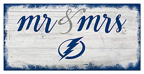 Fan Creations NHL Tampa Bay Lightning Unisex Tampa Bay Lightning Script Mr & Mrs Sign, Team Color, 6 x 12 - 757 Sports Collectibles