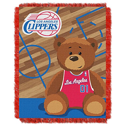 NORTHWEST NBA Los Angeles Clippers Woven Jacquard Tapestry Throw Blanket, 36" x 46", Half Court - 757 Sports Collectibles