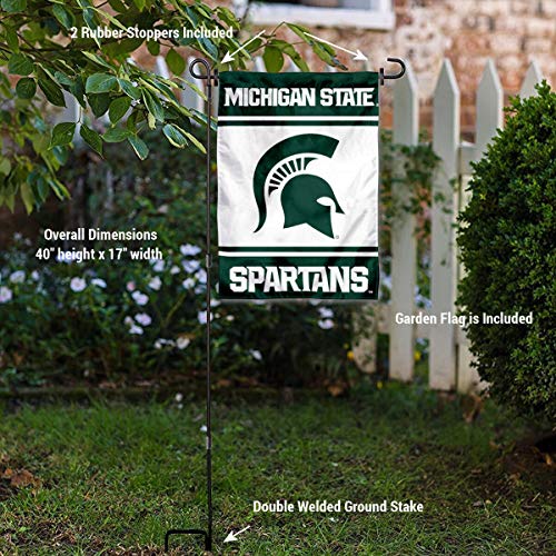 College Flags & Banners Co. Michigan State Spartans Garden Flag with Stand Holder - 757 Sports Collectibles