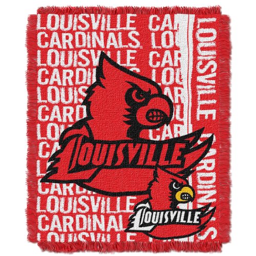 NORTHWEST NCAA Louisville Cardinals Woven Jacquard Throw Blanket, 48" x 60", Double Play - 757 Sports Collectibles