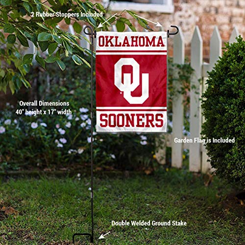 College Flags & Banners Co. Oklahoma Sooners Garden Flag with Stand Holder - 757 Sports Collectibles